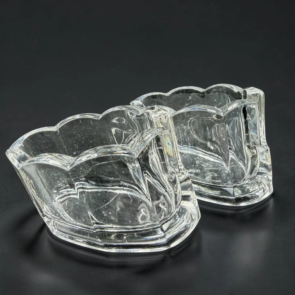 Clamborn Clear Pressed Glass Napkin Holders Spoon Holder Heavy Weighted Base